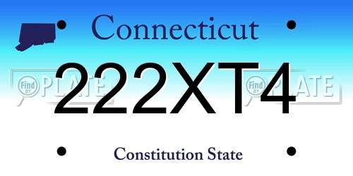 222XT4 Connecticut License Plate