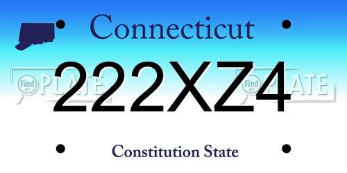 222XZ4 Connecticut License Plate