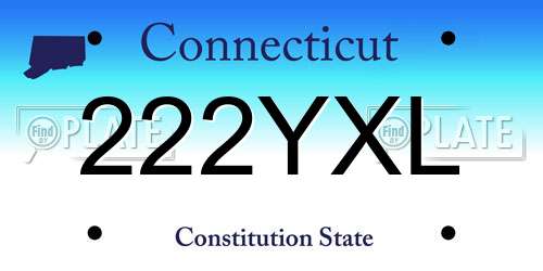 222YXL Connecticut License Plate