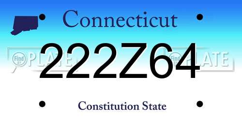 222Z64 Connecticut License Plate