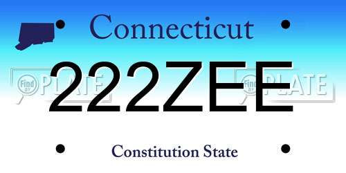 222ZEE Connecticut License Plate
