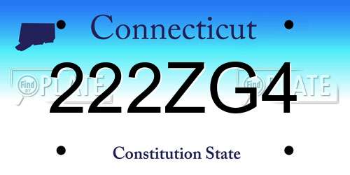 222ZG4 Connecticut License Plate