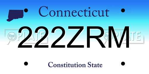 222ZRM Connecticut License Plate