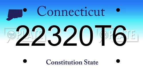 22320T6 Connecticut License Plate