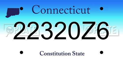 22320Z6 Connecticut License Plate