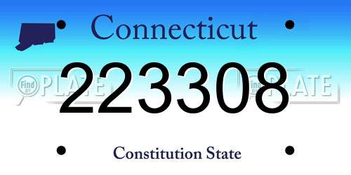 223308 Connecticut License Plate