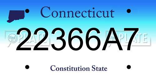 22366A7 Connecticut License Plate