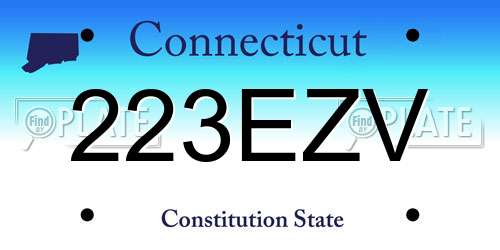 223EZV Connecticut License Plate