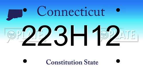 223H12 Connecticut License Plate
