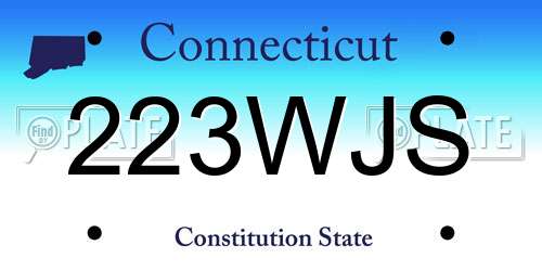 223WJS Connecticut License Plate