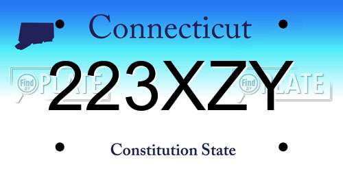 223XZY Connecticut License Plate