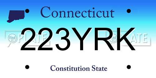 223YRK Connecticut License Plate