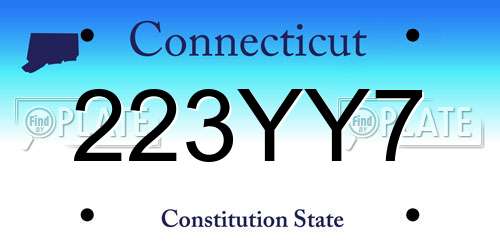 223YY7 Connecticut License Plate