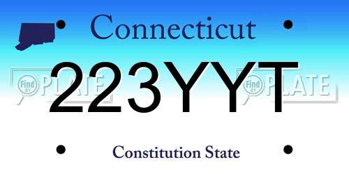 223YYT Connecticut License Plate