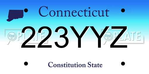 223YYZ Connecticut License Plate