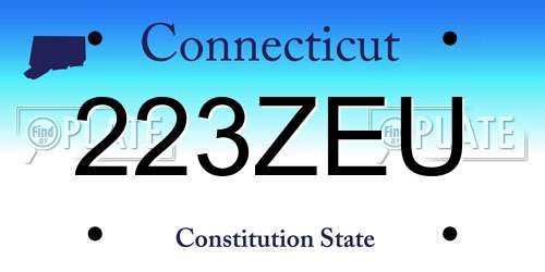 223ZEU Connecticut License Plate