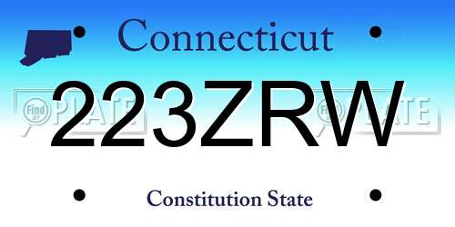223ZRW Connecticut License Plate