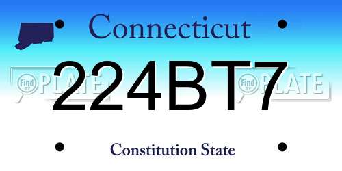 224BT7 Connecticut License Plate