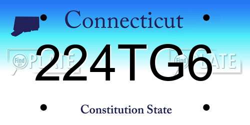 224TG6 Connecticut License Plate