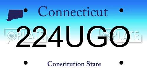 224UGO Connecticut License Plate