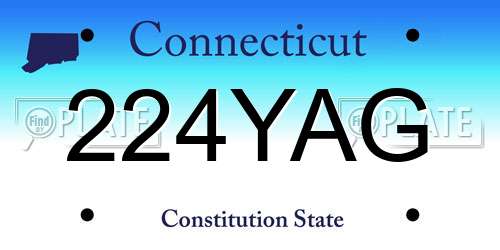 224YAG Connecticut License Plate
