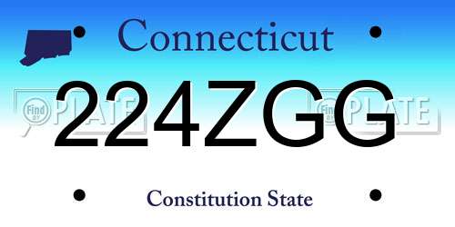 224ZGG Connecticut License Plate