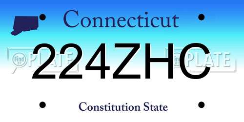 224ZHC Connecticut License Plate