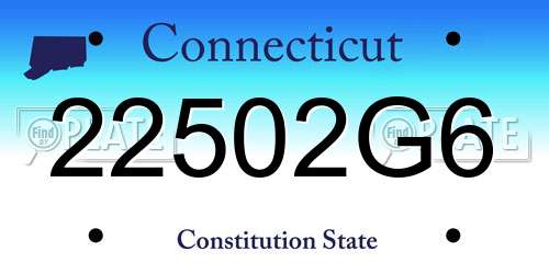 22502G6 Connecticut License Plate