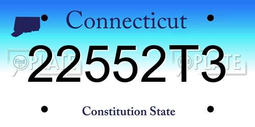 22552T3 Connecticut License Plate