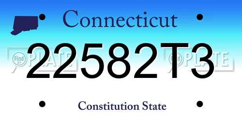 22582T3 Connecticut License Plate