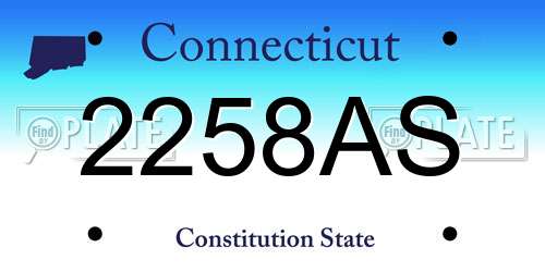 2258AS Connecticut License Plate