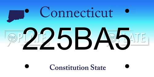 225BA5 Connecticut License Plate