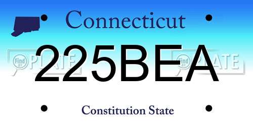 225BEA Connecticut License Plate