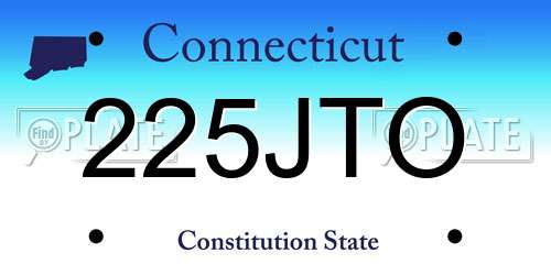 225JTO Connecticut License Plate