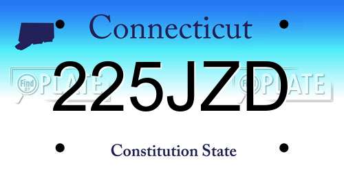 225JZD Connecticut License Plate