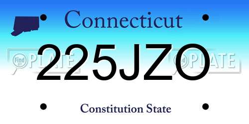 225JZO Connecticut License Plate
