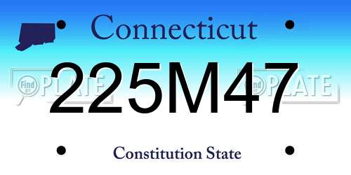 225M47 Connecticut License Plate
