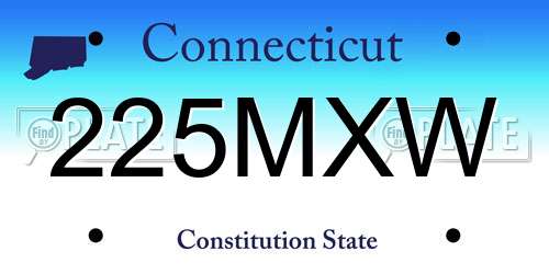 225MXW Connecticut License Plate