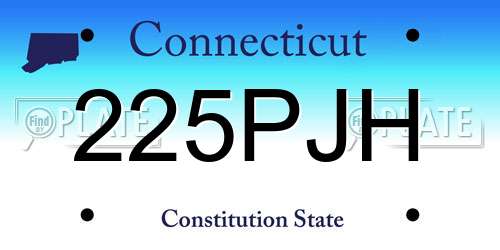 225PJH Connecticut License Plate