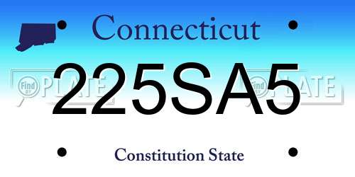 225SA5 Connecticut License Plate