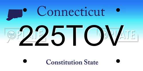 225TOV Connecticut License Plate