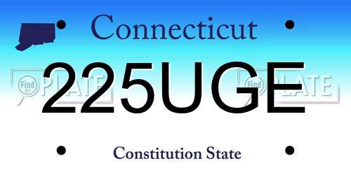 225UGE Connecticut License Plate