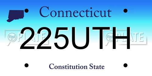 225UTH Connecticut License Plate