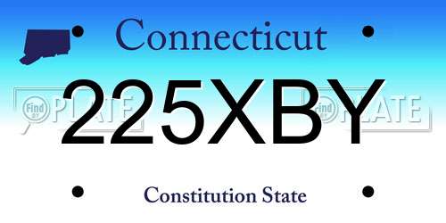 225XBY Connecticut License Plate