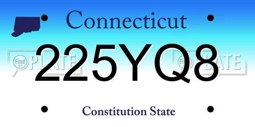 225YQ8 Connecticut License Plate