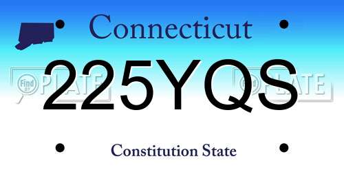 225YQS Connecticut License Plate