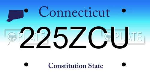 225ZCU Connecticut License Plate