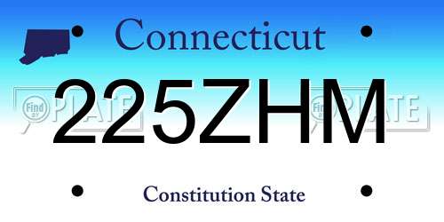 225ZHM Connecticut License Plate