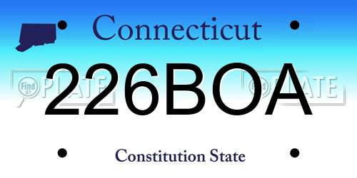 226BOA Connecticut License Plate