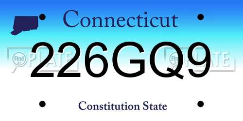 226GQ9 Connecticut License Plate
